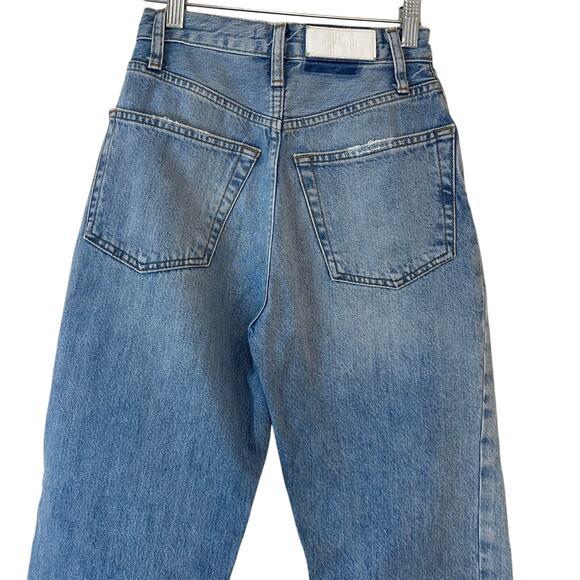 REDONE 70s Ultra High Rise Stove Pipe in Worn Blue Wash Button Fly sz 23 EUC - Picture 6 of 11